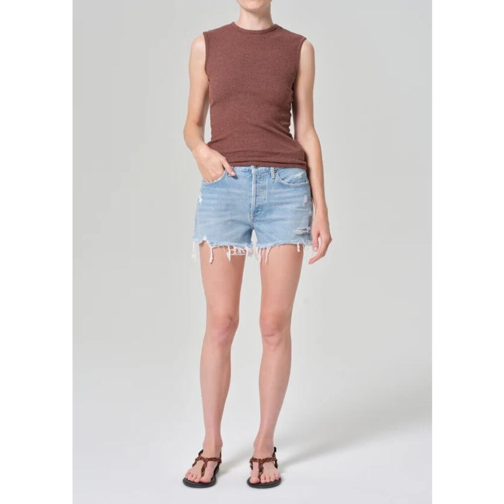 AGOLDE Parker High Rise Denim Shorts Size 28 Distressed Cutoff